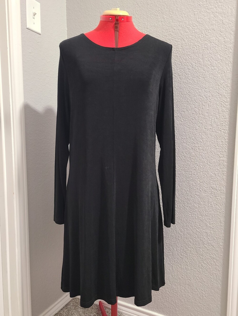 Flax Black Stretchy Long Sleeve A Line Dress Size M
